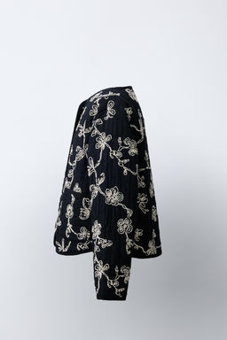 CHAQUETA ACOLCHADA BORDADOS CONTRASTE / Negro / Crudo - Zara фото 5