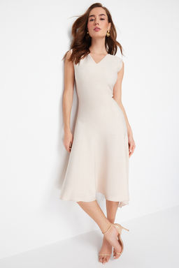 Tas Etegi Asimetrik Midi Dokuma Elbise TWOSS24EL00513