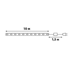 ULD-S1000-100/DTA WARM WHITE IP20 DEW BAND Гирлянда светодиодная "Полоса", 10м. 100 светодиодов. Теплый белый свет. Провод прозрачный. ТМ Uniel