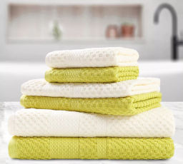 Набор полотенец AKAY LAMA хлопок (6 шт) (33*50 (2), 50*80 (2), 70*130 (2)) оливковый-кремовый