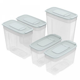 Контейнеров для сыпучих продуктов, набор 5 штук: 1л 2шт, 1,4л 2шт, 1,8л, полипропилен, серый (Россия)