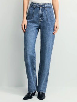 Джинсы straight с высокой посадкой с поясом / Zarina  фото 3