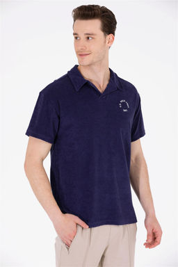 U. S. Polo Assn / Мужская темно-синяя комфортная футболка с воротником-поло - U.s. polo assn фото 2