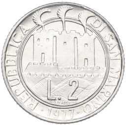 Монета 2 лиры 1977 года Сан-Марино Экология