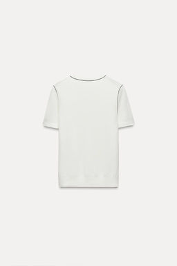 PLAIN KNIT TOP WITH CONTRAST TRIMS - Zara фото 14