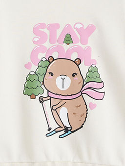 Hayvan Bask?l? K?z ?ocuk Sweatshirt