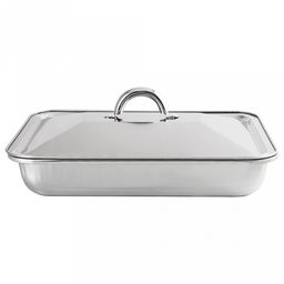 Противень из нержавеющей стали 40х30х7см, с крышкой, прямоугольный (Китай)