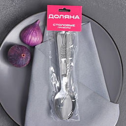 Набор ложек столовых из нержавеющей стали Доляна Антураж, длина 18,5 см, 6 шт, цвет серебряный  фото 6