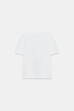 CAMISETA BOLSILLO BORDADO / Blanco - Zara фото 7