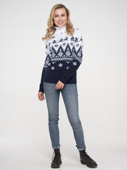 Свитер женский 202-4005. 189/293 т.синий/белый