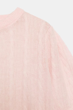 WOOL BLEND CABLE-KNIT SHORT SLEEVE JUMPER - Zara фото 16