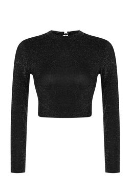 Antrasit Crop S?rt Detayl? Simli Orme Bluz TEDAW25BZ00043