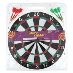 Набор для игры в дартс "В яблочко" д36см, h1см, с дротиками 6шт (красный/зеленый), средний, в блистере с ручкой (Китай)