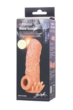 Насадка реалистичная KOKOS NUDE SLEEVE с дополнительной стимуляцией, TPE, телесная, 12 см