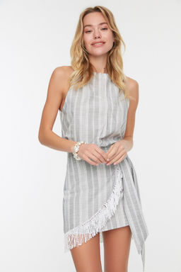 Plaj Giyim Cizgili Dokuma Puskul Bluz-Etek Tak?m TBESS21AU0085 - Trendyolmilla фото 3