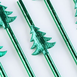 Трубочки для коктейлей одноразовые Ёлочки, в наборе 6 штук
