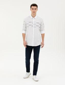 Lacivert Slim Fit Uzun Kollu G_mlek