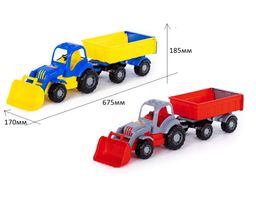 Трактор "Силач" с прицепом №1 и ковшом (45027) в сеточке 67,5х17х18,5см, Полесье