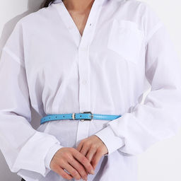 Ремень женский, ширина 1.4 см, винт, пряжка металл, цвет голубой - Simaland фото 3