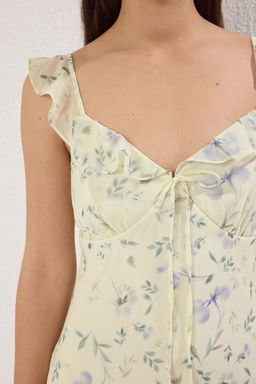 TRENDYOLMILLA Sar? Cicekli F?rf?rl? Midi Dokuma Elbise TWOSS25EL00568  фото 8