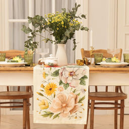 Дорожка на стол Этель Red flowers 40?146 см, 100% хлопок, саржа 190 г/м?