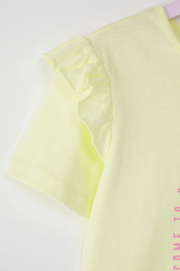 Sar? K?z Cocuk %100 Pamuk Flamingo Bask?l? K?sa Kol Orme T-Shirt TKDSS25TS00061 - Trendyolmilla фото 4