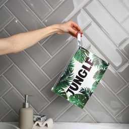 Цена за 2 шт. Косметичка для бассейна с застёжкая зип-лок, большая, принт Тропический, прозрачная/зелёная - Simaland фото 5