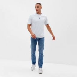 Футболка поло мужская MINAKU REGULAR FIT: белая, р-р 44