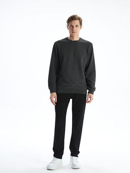 Bisiklet Yaka Uzun Kollu Bask?l? Erkek Sweatshirt