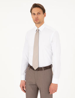 Beyaz Slim Fit Uzun Kollu Basic G_mlek