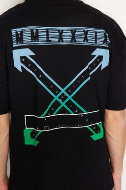 TRENDYOL MAN Siyah Oversize/Genis Kesim S?rt Bask?l? %100 Pamuklu T-shirt TMNSS20TS1132 - Trendyolmilla фото 8