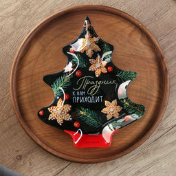 Тарелка плоская новогодняя «Праздник к нам приходит», 19.5×16.5 см