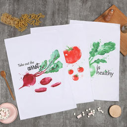 Набор кухонных полотенец Доляна Овощи 40х603см, 3 шт, 100% пэ