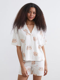 Ay? Teddy Bask?l? Kad?n ?ortlu Pijama Tak?m?