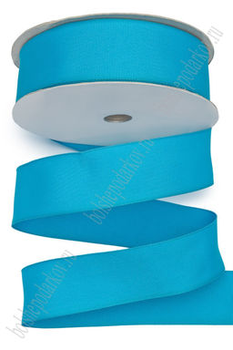 Лента репсовая, голубая, 3,8 см*35 ярд (с проволокой по краям) 38-009