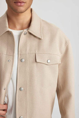 Пальто Relax Fit с воротником-поло на хлопковой подкладке - Defacto фото 8