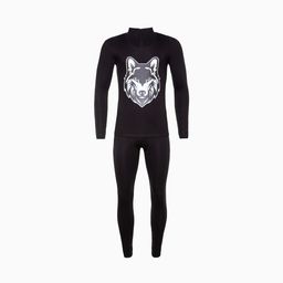 Термобельё мужское НАЧЁС (фуфайка, кальсоны) принт волк, цвет чёрный, размер 50