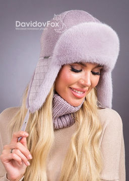 Шапка Ушанка трикотаж экомех чертополох