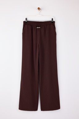 Kahverengi Stoperli Cizgili Straight/Duz Kesim Beli Lastikli Pantolon TWOSS26PL00021 - Trendyolmilla фото 7