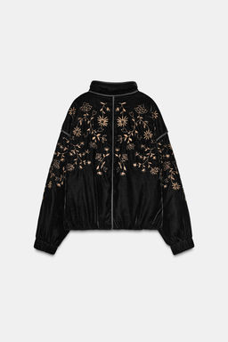 EMBROIDERED VELVET PUFFER JACKET - Zara фото 4