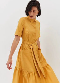 Платье хлопок OD-791-4 горчица OD-791-4