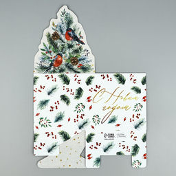 Коробка для мини-букетов С новым годом, снегири, 12 х 17 х 10 см - Дарите счастье фото 14