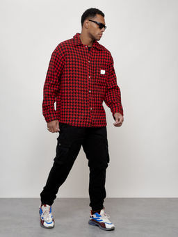 Ветровка рубашка мужская букле красного цвета 58379Kr