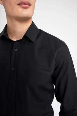 Рубашка Slim Fit с итальянским воротником и длинными рукавами без глажки - Defacto фото 6