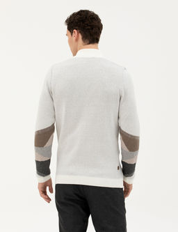 Ekru Slim Fit Fermuarl_ Triko H_rka