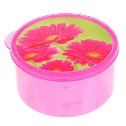 Цена за 2 шт. Ланч - бокс круглый Цветы, 500 мл