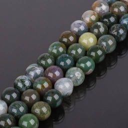 Бусины для рукоделия из Мохового агата (32 бусины) 38 см