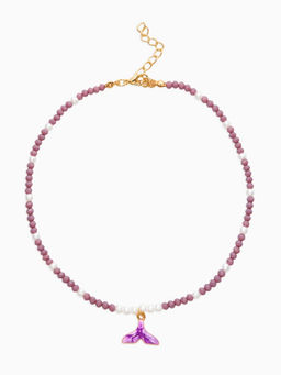 Чокер "Морской мир" хвост русалки с жемчугом, цвет фиолетово-белый в золоте