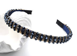 Ободок для волос с цирконом, цвет синий