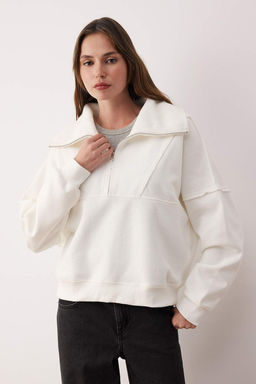 Antrasit Regular/Normal Kal?p Polar Fermuarl? Cep Detayl? Kal?n Orme Sweatshirt TWOAW26SW00009 - Trendyolmilla фото 8